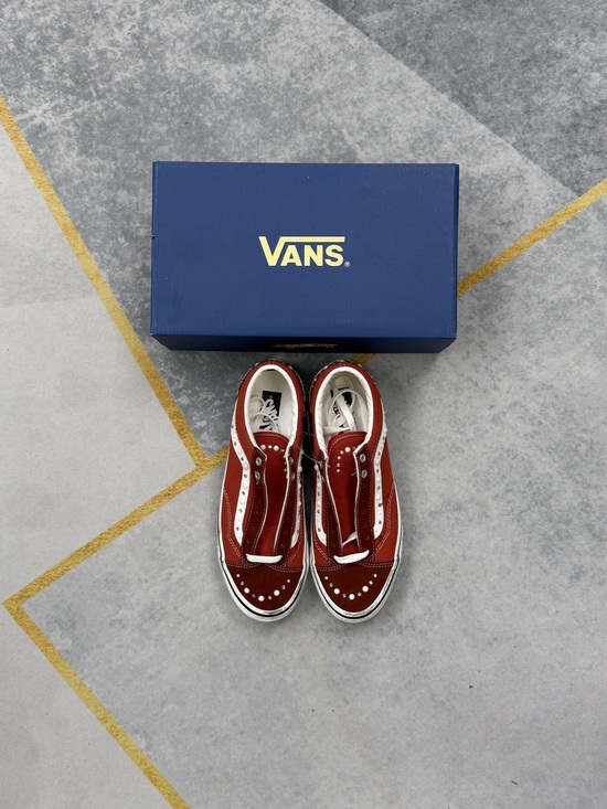 Vans Shoes - Vans Red Suede Sneakers with White Accents